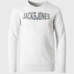 Le moins cher 👏 Sweat Crewneck Enfant Sprays Blanc Chiné de Jack And Jones 🧨