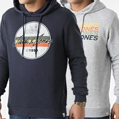 Top 10 👏 Lot De 2 Sweats Capuche Brady Bleu Marine Gris Chiné de Jack And Jones 🎁