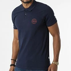 Offres 😉 Polo A Manches Courtes Shark Bleu Marine de Jack And Jones 🧨
