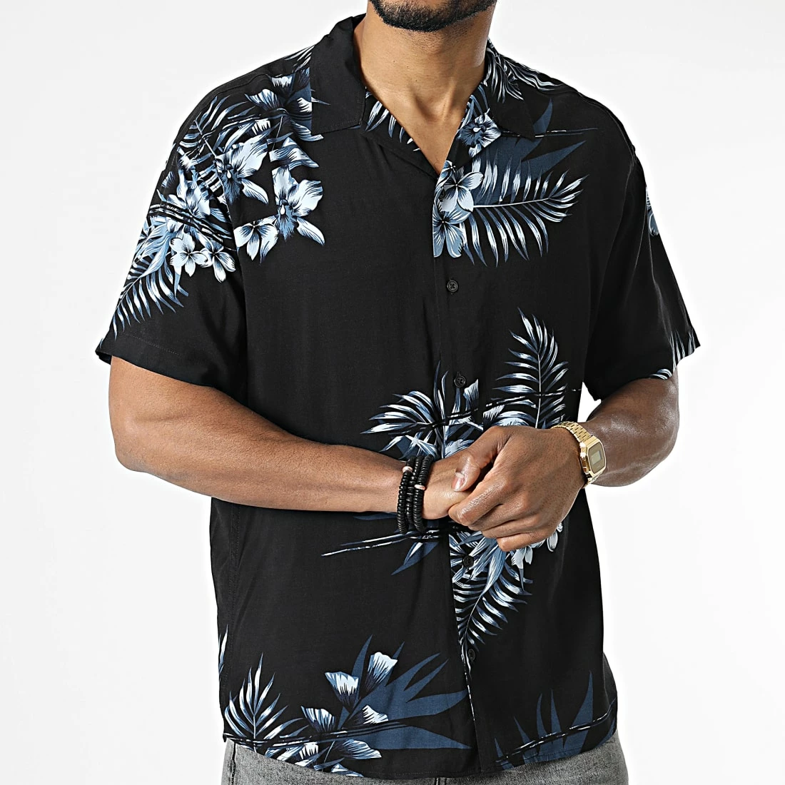 Le moins cher 😀 Chemise Manches Courtes Reggie Noir Bleu Marine Floral de Jack And Jones 🔥 3 Le moins cher 😀 Chemise Manches Courtes Reggie Noir Bleu Marine Floral de Jack And Jones 🔥 – Image 3