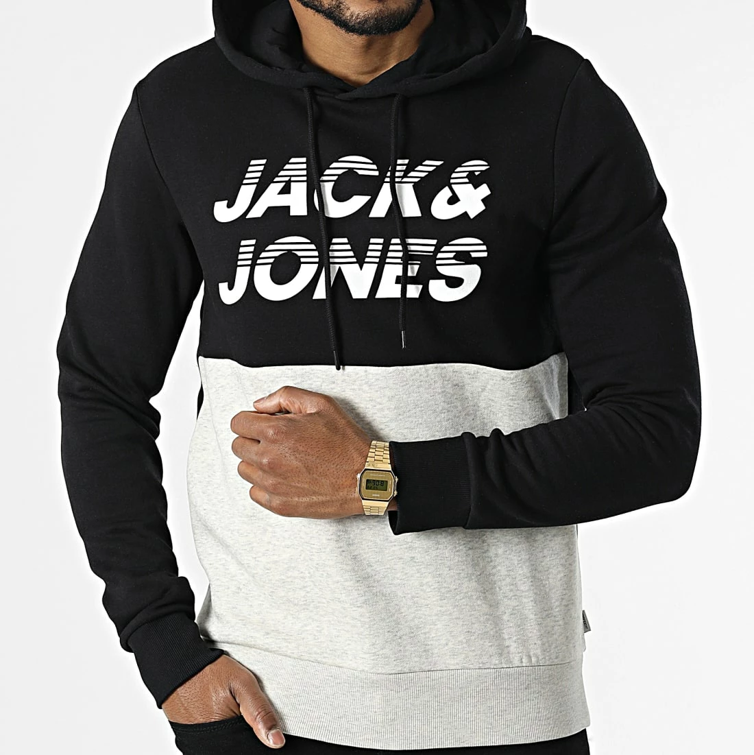 Bon marché 👏 Sweat Capuche Break Noir Gris Chiné de Jack And Jones 😉 3 Bon marché 👏 Sweat Capuche Break Noir Gris Chiné de Jack And Jones 😉 – Image 3