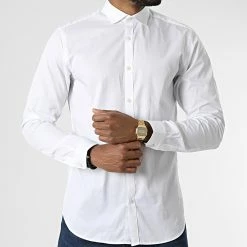 Le moins cher 😉 Chemise A Manches Longues Blacardiff Blanc de Jack And Jones 🤩 -Jack And Jones Soldes jack and jones 303022 12201905 WHITE 20220215T160216 03