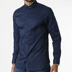 Meilleur prix 🎉 Chemise A Manches Longues Blacardiff Bleu Marine de Jack And Jones 🎉