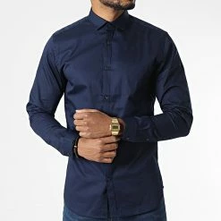 Meilleur prix 🎉 Chemise A Manches Longues Blacardiff Bleu Marine de Jack And Jones 🎉 -Jack And Jones Soldes jack and jones 303027 12201905 NAVY BLAZER 20220215T160134 03