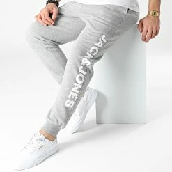 Le moins cher 🎁 Pantalon Jogging Gordon Logo Gris Chiné de Jack And Jones ✔️ -Jack And Jones Soldes jack and jones 303123 12205623 LIGHT GREY MELANGE 20220221T155616 03