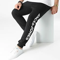 Nouveau 🔥 Pantalon Jogging Gordon Logo Noir de Jack And Jones 🧨 -Jack And Jones Soldes jack and jones 303124 12205623 BLACK 20220218T143503 03
