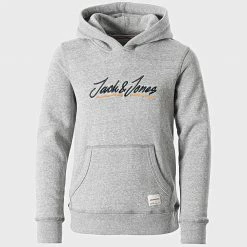 Tout neuf 🌟 Sweat Capuche Enfant Ortons Upscale Gris Chiné de Jack And Jones 😀