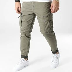 Grosses soldes 😍 Pantalon Cargo Slim Stace Dex Vert Kaki de Jack And Jones ✨