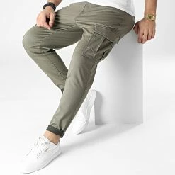 Grosses soldes 😍 Pantalon Cargo Slim Stace Dex Vert Kaki de Jack And Jones ✨ -Jack And Jones Soldes jack and jones 303215 12194246 DUSTY OLIVE 20220218T142214 03