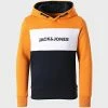 Nouveau 🔔 Sweat Capuche Enfant Logo Blocking Bleu Marine Orange de Jack And Jones 🥰