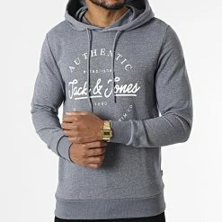 Bon marché 😉 Sweat Capuche Dusty Gris Anthracite Chiné de Jack And Jones 🔥 -Jack And Jones Soldes jack and jones 303242 12200749 GRISAILLE MEL 20220217T153218 03