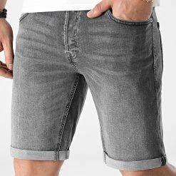 Budget ✔️ Short Jean Rick Original Gris Anthracite de Jack And Jones 😀 -Jack And Jones Soldes jack and jones 303342 12201714 GREY DENIM 20220217T122145 03