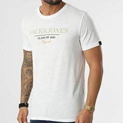 De gros ✔️ Tee 👕 Shirt Pop Branding Blanc de Jack And Jones 👏