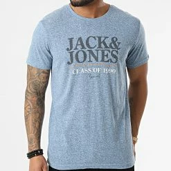 Bon marché 🧨 Tee 👕 Shirt Pop Branding Bleu Clair Chiné de Jack And Jones ✔️ -Jack And Jones Soldes jack and jones 305534 12205668 BLUFIN 20220224T162833 03