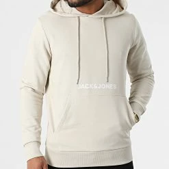 Meilleur prix 😍 Sweat Capuche You Beige de Jack And Jones 🔔 -Jack And Jones Soldes jack and jones 305557 12213078 MOONBEAM 20220224T162321 03
