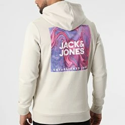 Meilleur prix 😍 Sweat Capuche You Beige de Jack And Jones 🔔 -Jack And Jones Soldes jack and jones 305557 12213078 MOONBEAM 20220224T162322 04