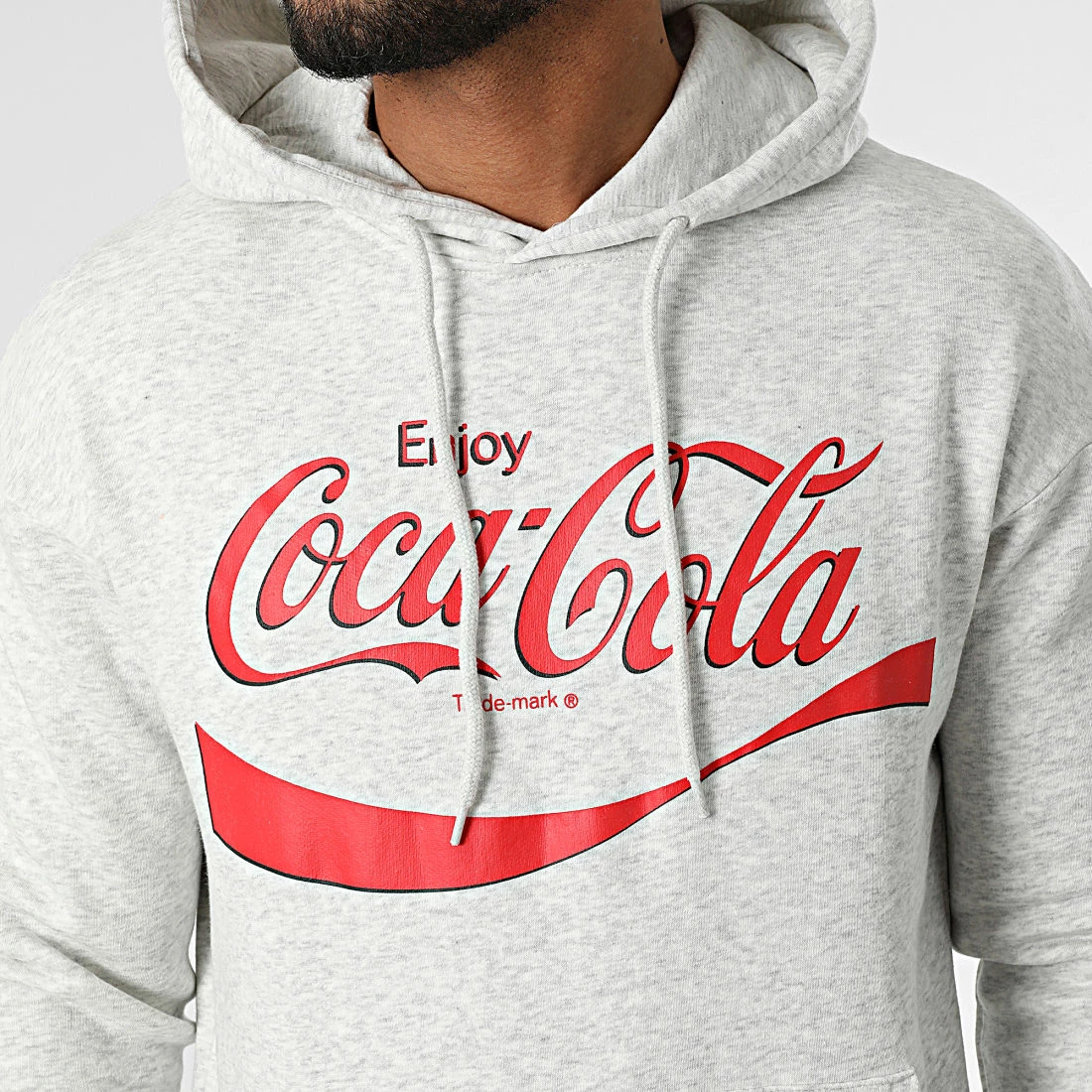 Remise 😀 Sweat Capuche Coca-Cola Gris Clair Chiné de Jack And Jones 🎉 2 Remise 😀 Sweat Capuche Coca-Cola Gris Clair Chiné de Jack And Jones 🎉 – Image 2
