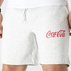 Nouveau ⭐ Short Jogging Coca-Cola Gris Clair Chiné de Jack And Jones 😍