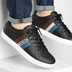 Promo 😀 Baskets Trent Stripe 12203951 Anthracite Red Dahlia de Jack And Jones ✔️