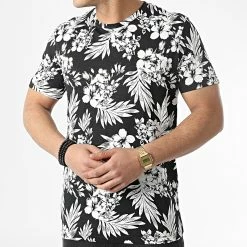 Nouveau 🧨 Tee 👕 Shirt Coastal Noir Blanc Floral de Jack And Jones 😉 -Jack And Jones Soldes jack and jones 307493 12200499 BLACK STANDARD F 20220307T162126 03