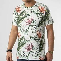 Le moins cher 💯 Tee 👚 Shirt Coastal Blanc Floral de Jack And Jones 🧨