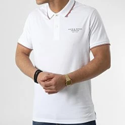De gros ⌛ Polo A Manches Courtes Blaarchie Blanc de Jack And Jones ⌛ -Jack And Jones Soldes jack and jones 307503 12214027 WHITE 20220307T161912 03