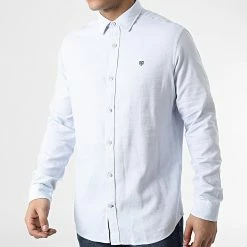 De gros 🎁 Chemise A Manches Longues Blabordeaux Bleu Clair de Jack And Jones 😀