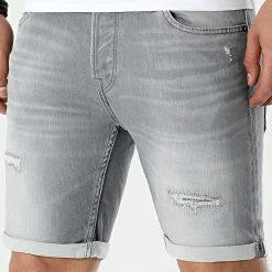 Nouveau ❤️ Short Jean Rick Icon Gris de Jack And Jones 🔥 -Jack And Jones Soldes jack and jones 308056 12101697 GREY DENIM 20220318T085337 03