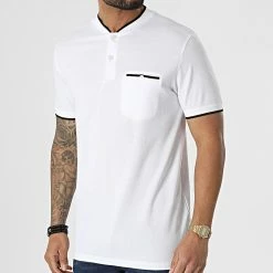 Vente flash 🤩 Polo Manches Courtes A Poche Poitrine Maoyal Blanc de Jack And Jones ⭐