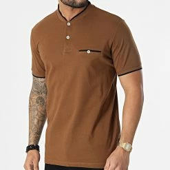 De gros ✔️ Polo Manches Courtes A Poche Poitrine Maoyal Marron de Jack And Jones 😍