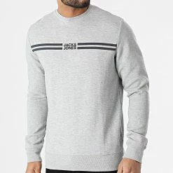 Nouveau ✔️ Sweat Crewneck Steve Gris Chiné de Jack And Jones 👏