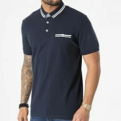 Meilleure affaire 🧨 Polo Manches Courtes A Poche Poitrine Royal Bleu Marine de Jack And Jones 🔥
