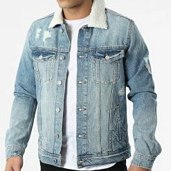 Sortie ✨ Veste Jean Col Mouton 12188574 Bleu Denim de Jack And Jones 🌟 -Jack And Jones Soldes jack and jones 309226 12188574 BLUE DENIM 20220408T121651 03