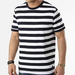Top 10 ⭐ Tee 👚 Shirt Blatropic Stripe Blanc Bleu Marine de Jack And Jones 👍