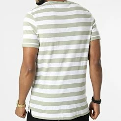 Sortie ⭐ Tee 👕 Shirt Tropic Stripe Blanc Vert de Jack And Jones ⌛ -Jack And Jones Soldes jack and jones 309362 12203778 TEA 20220322T143746 04