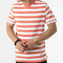 Acheter 🤩 Tee 👕 Shirt Blatropic Stripe Blanc Orange de Jack And Jones 🔔 -Jack And Jones Soldes jack and jones 309363 12203778 APRICOT BRANDY 20220330T121702 03