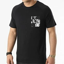 Remise 👏 Tee 👚 Shirt A Poche Poitrine Coastal Shape Noir Floral de Jack And Jones 💯