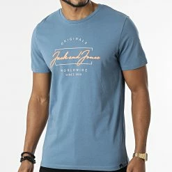 Sortie ⭐ Tee 👕 Shirt Elden Bleu Ardoise de Jack And Jones ✨