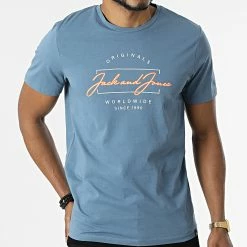 Sortie ⭐ Tee 👕 Shirt Elden Bleu Ardoise de Jack And Jones ✨ -Jack And Jones Soldes jack and jones 312417 12213493 BLUEFIN BIG 20220408T163837 03