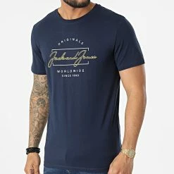 Top 10 😀 Tee 👚 Shirt Elden Bleu Marine de Jack And Jones 🥰