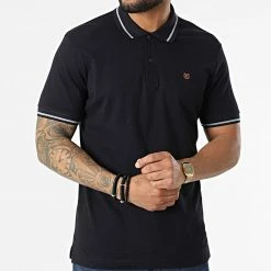 Offres 😉 Polo A Manches Courtes Structure Bleu Marine de Jack And Jones 🔥 -Jack And Jones Soldes jack and jones 312550 12203340 PERFECT NAVY 20220404T160803 03