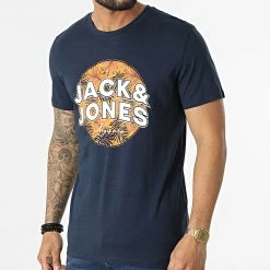 Promo ✔️ Tee 👕 Shirt Bloomer Branding Bleu Marine de Jack And Jones 🔔