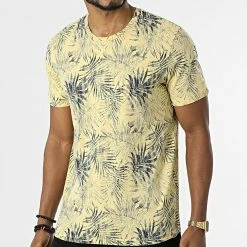 Nouveau 🧨 Tee 👚 Shirt Bloomer Jaune Floral de Jack And Jones 👍
