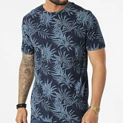 Remise ⌛ Tee 👕 Shirt Bloomer Bleu Marine Floral de Jack And Jones 🥰