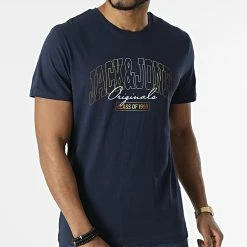 Tout neuf 🎁 Tee 👚 Shirt Penny Bleu Marine de Jack And Jones 🤩 -Jack And Jones Soldes jack and jones 313715 12207694 NAVY BLAZER 20220408T150851 03