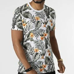 Top 10 ✔️ Tee 👕 Shirt Tropic Blanc Floral de Jack And Jones 👏 -Jack And Jones Soldes jack and jones 313787 12203764 WHITE 20220408T151428 03