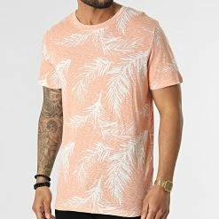 Coupon 🧨 Tee 👚 Shirt Breezy Corail Chiné Floral de Jack And Jones 🔥