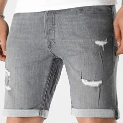 Tout neuf 💯 Short Jean Rick Original 12101623 Gris de Jack And Jones 😀 -Jack And Jones Soldes jack and jones 315435 12101623 GREY DENIM 20220414T153143 01
