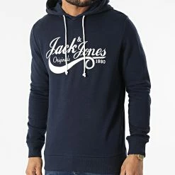 Meilleure vente ✨ Sweat Capuche Messi Bleu Marine de Jack And Jones 🔥