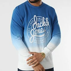 Bon marché 🎉 Sweat Crewneck Tarif Bleu Roi Blanc Dégradé de Jack And Jones 🎁 -Jack And Jones Soldes jack and jones 315601 12200726 CLASSIC BLUE CLOUD DANCER 20220421T140003 03